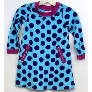Hanna Andersson Blue Purple Polka Dot Girls Dress Sz 110 US 5 Long Sleeve